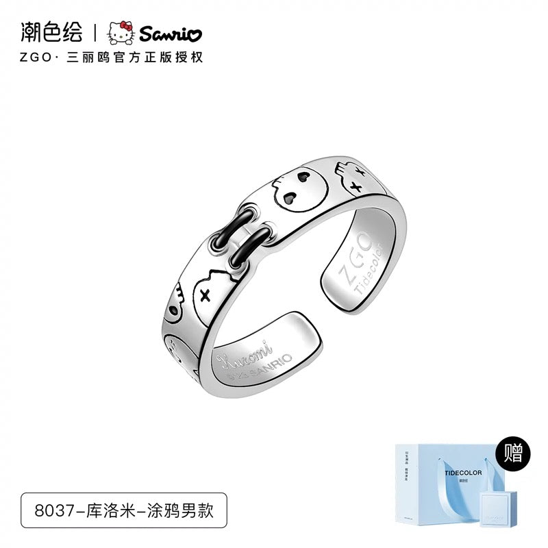 Sanrio x ZGO | Kuromi Couple Ring Girl & Boy Size 3 Style | Kawaii Accessories Ring with Ring Box