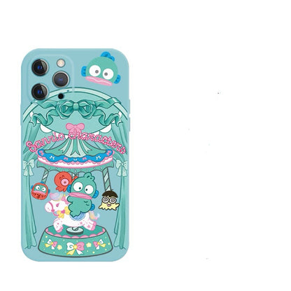 Japanese Cartoon Sanrio Merry Go Round | Hangyodon with Friends Laser Colour Clear - iPhone Case 11 12 13 14 15 16 Pro Promax