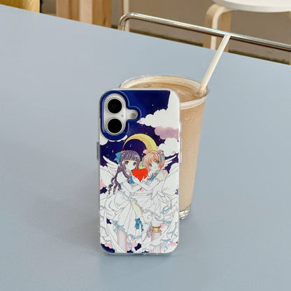 CardCaptorSakura Retro Comic Laser Case | Part 2 Couple Style Sakura Syaoran Tomoyo - iPhone Case PLUS SE2 XS XR X 11 12 13 14 15 16 16e 17 17e Pro Promax 12mini 13mini