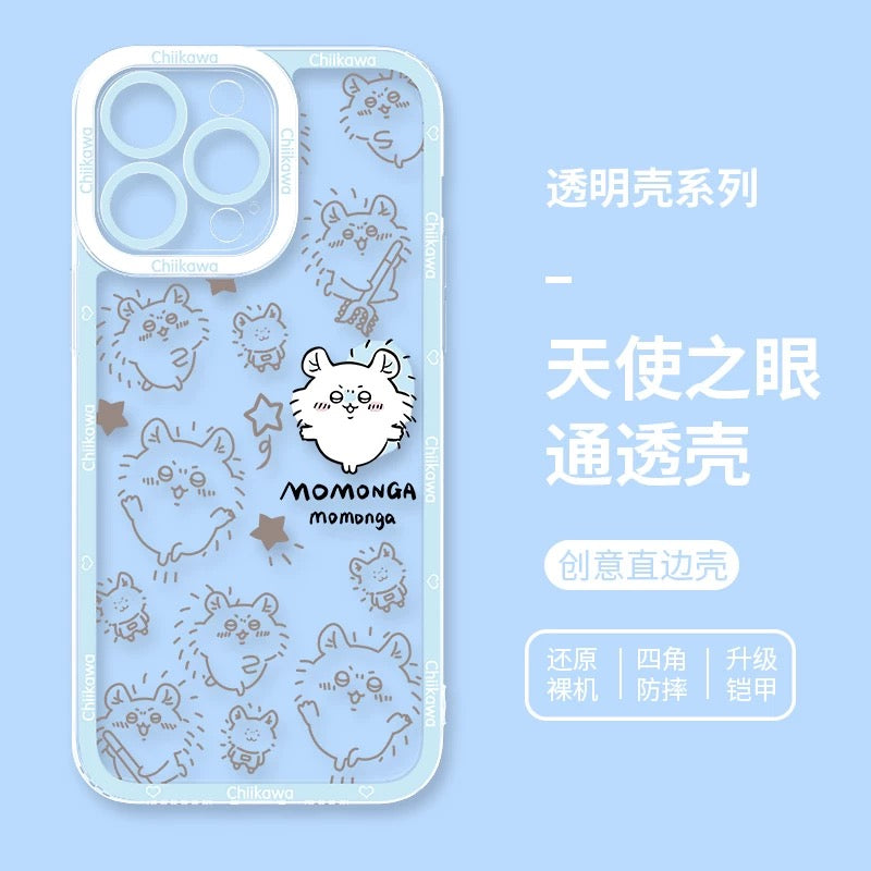 Japanese Cartoon Chiikawa with Stars Outing Version | Chiikawa Hachiware Usagi Momonga - iPhone Case PLUS SE2 XS XR X 11 12 13 14 15 16 16e 17 17e Pro Promax 12mini 13mini