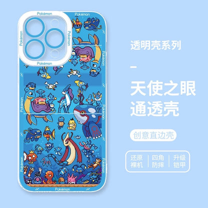 Japan Cartoon Pokemon Pixel Group Verison | Water Type - iPhone Case 6 7 8 PLUS SE2 XS XR X 11 12 13 14 15 16 16e Pro Promax 12mini 13mini