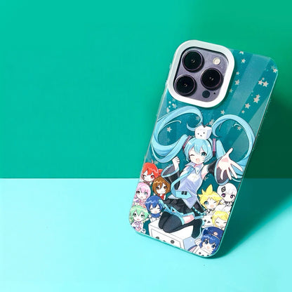 Japan Characters Miku Fan Works Part 1 Laser Case | World Project Sekai Group & Cute Emo 2 Styles - iPhone Case 11 12 13 14 15 16 16e 17 17e Pro Promax