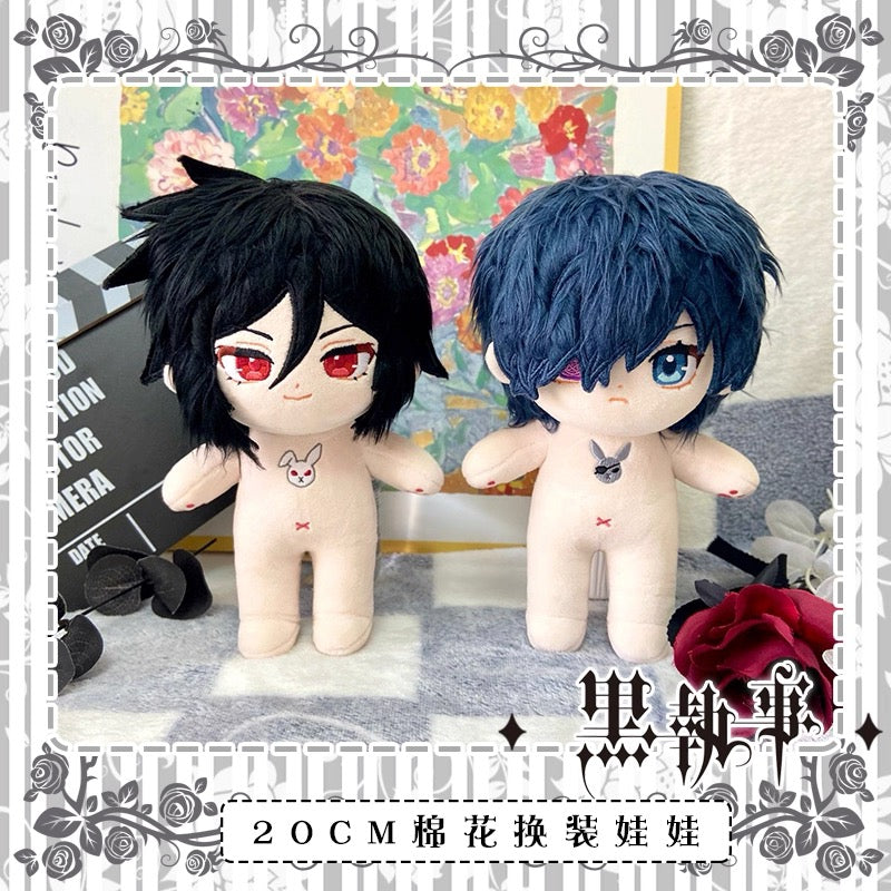 Japanese Anime Black Butler Kuro Shitsuji Cotton Plush Doll | Ciel Sebastian Cute Kawaii 20cm Doll Can Change Outfits - Cute Kawaii Item