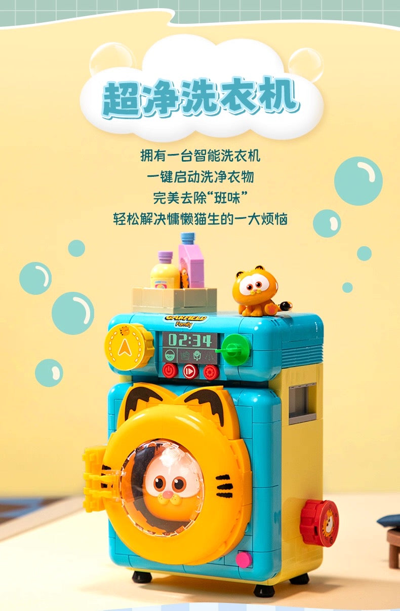 Pan Tasy x Garfield Family | Washing Machine - Lovely Cat Exotic Shorthair Building Blocks Toy Collections