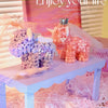ミニブロック組み立て花ユニコーン | ピンクパープル - LEDライト付き バレンタイン ウェディングギフト DIY手作りギフト