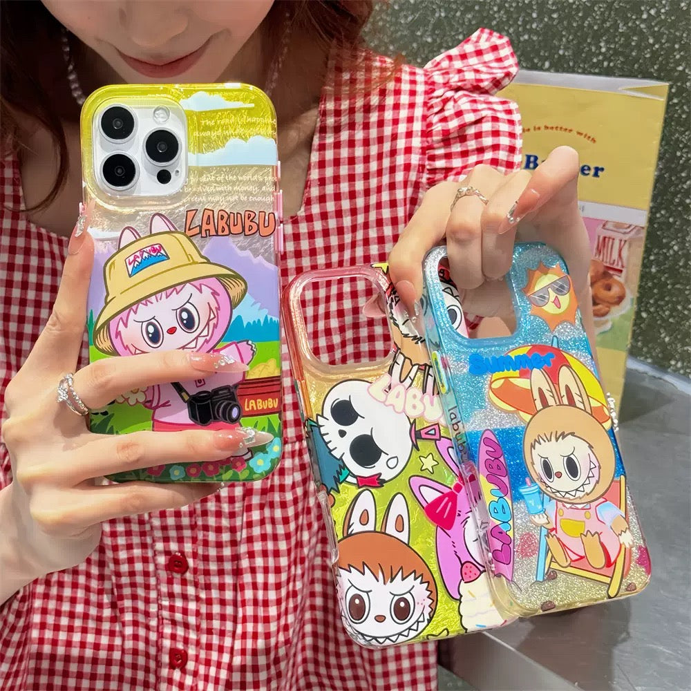 Cute Cartoon Labubu Vacations with friends | Summer Camping Tycoco  - iPhone Case 13 14 15 16 Pro Promax
