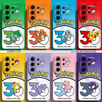 Japanese Cartoon Pokemon Silicone Case Pokemon 30 Anniversary Version Part1 | Bulbasaur Charmander Squirtle Pikachu Psyduck Ditto Slowpoke Gastly 8 Styles - Phone Case Samsung Galaxy S26 S25 S24 S23 FE Ultra Edge
