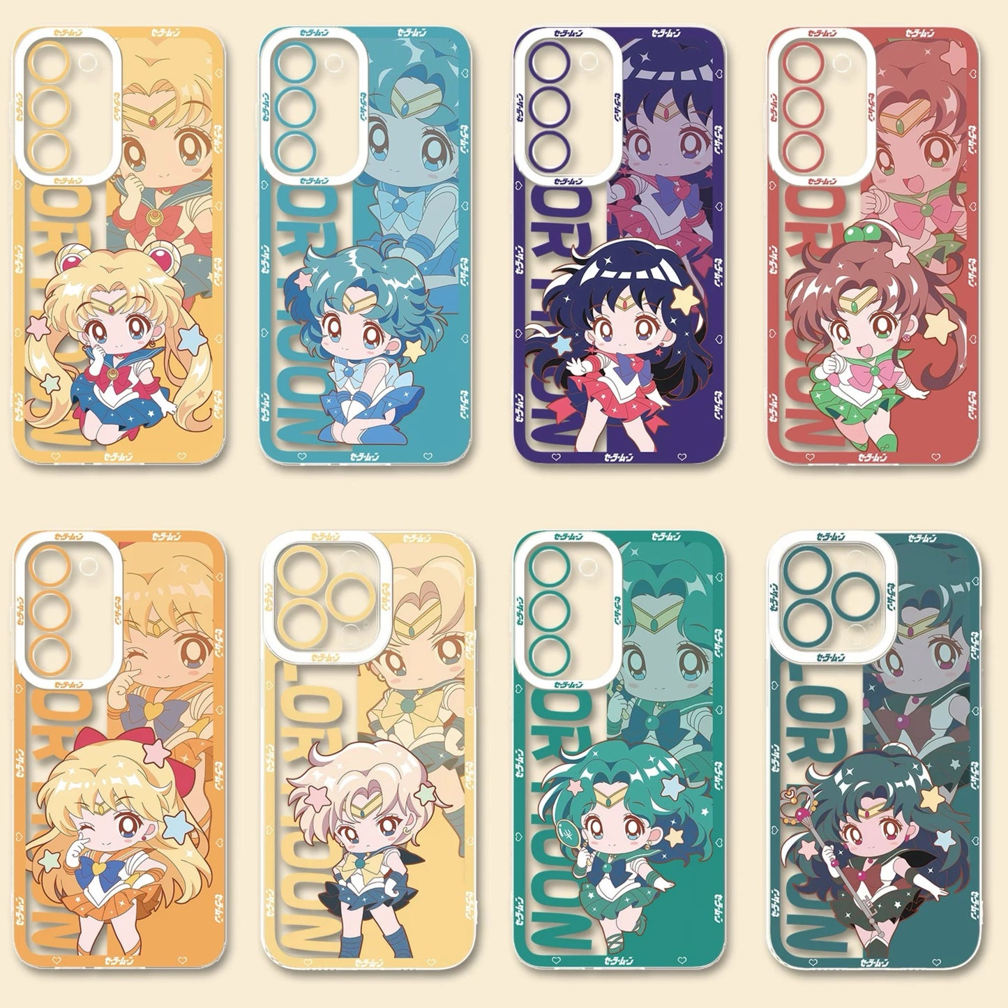 Japanese Cartoon Sailor Girl Cute Style | Sailor Moon Mercury Mars Jupiter Venus Uranus Neptune Pluto - Sailormoon Phone Case Samsung Galaxy S26 S25 S24 S23 S22 S21 FE Ultra Edge