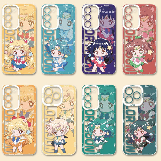 Japanese Cartoon Sailor Girl Cute Style | Sailor Moon Mercury Mars Jupiter Venus Uranus Neptune Pluto - Sailormoon Phone Case Samsung Galaxy S26 S25 S24 S23 S22 S21 FE Ultra Edge