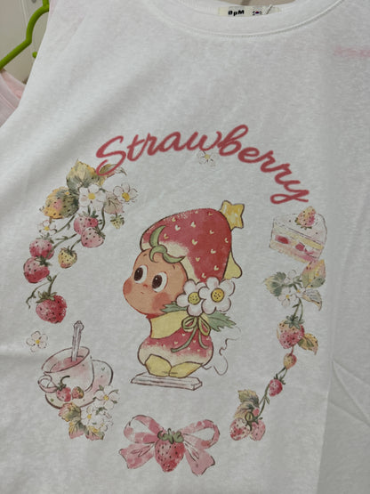 Korean Fashion Cute Cartoon Style T-Shirt Series | Twinkle Twinkle Little Star with Strawberry - Kawaii Fashion Items