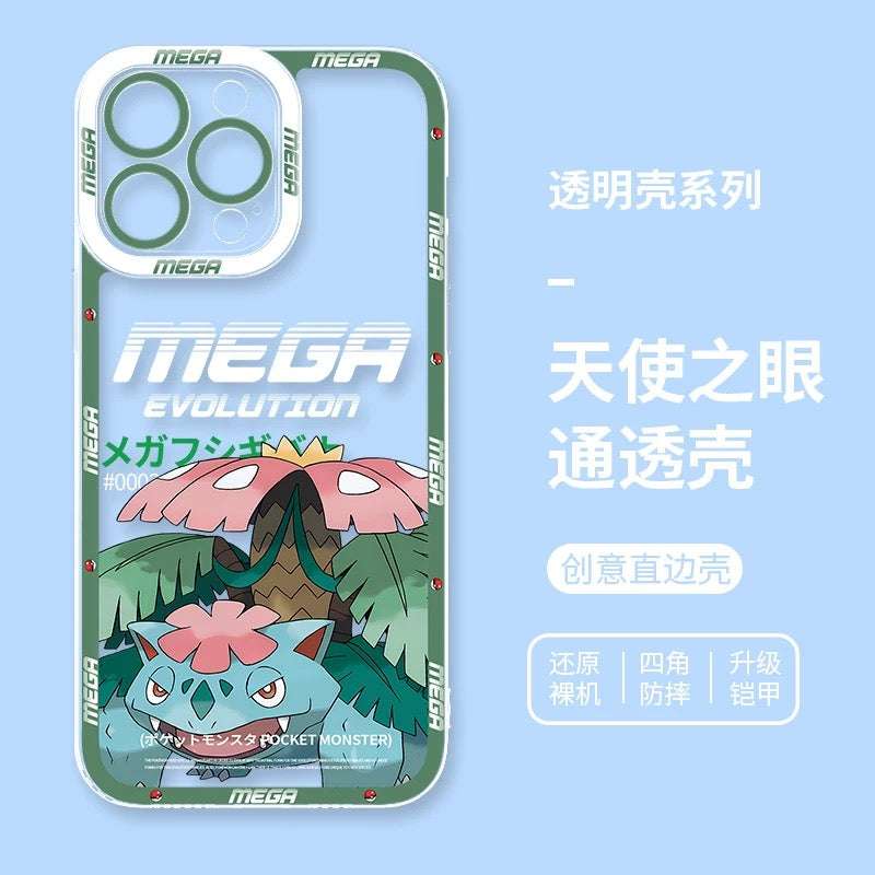 Japan Cartoon Pokemon Mega Evolution | Venusaur - iPhone Case 6 7 8 PLUS SE2 XS XR X 11 12 13 14 15 16 16e Pro Promax 12mini 13mini