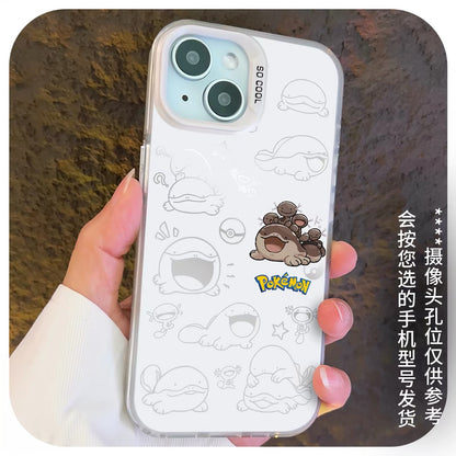Japanese Cartoon Pokemon Matt & Silver Case Part6 | ポッチャマ ジャノビー ケロマツ モクロー ドオー ジラーチ ミュウツー 7種類 - iPhone ケース PLUS SE2 XS XR X 11 12 13 14 15 16 16e 17 17e Pro Promax 12mini 13mini