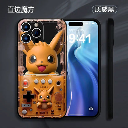 Japan Cartoon Pokemon Fun 3D Print Game Console Version Colour Silicone Case | Pikachu Bulbasaur Squirtle Charmander Psyduck Jigglypuff Eevee Gengar -  iPhone Case PLUS SE2 XS XR X 11 12 13 14 15 16 16e 17 17e Pro Promax 12mini 13mini