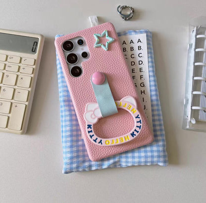 Japan Cartoon | Hello Kitty with Ring Pink Purple Hot Pink - Phone Case Samsung Galaxy S25 S24 S23 S22 S21 Plus Ultra KawaiiGiftLand