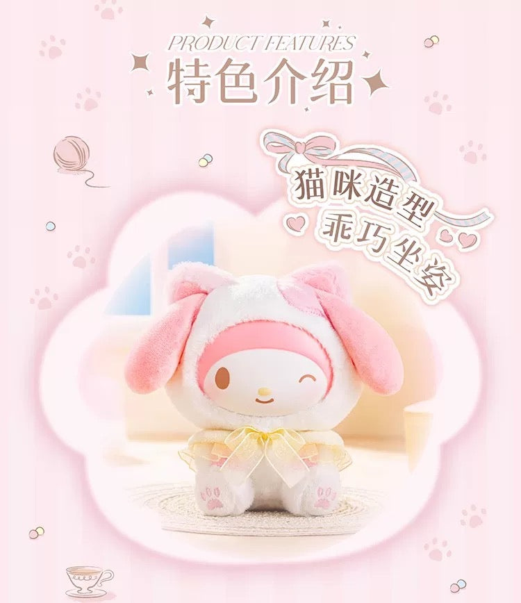 TopToy Sanrio Characters Play with Kittens | Hello Kitty My Melody Kuromi Cinnamoroll Pompompurin Pochacco Pastel Cat - Collectable Toys Mystery Blind Box