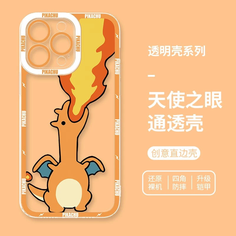 Japan Cartoon Pokemon Cute & Fighting Drawing Style | Pikachu Charmander Squirtle Bulbasaur Charizard Blastoise Venusaur - iPhone Case PLUS SE2 XS XR X 11 12 13 14 15 16 16e 17 17e Pro Promax 12mini 13mini