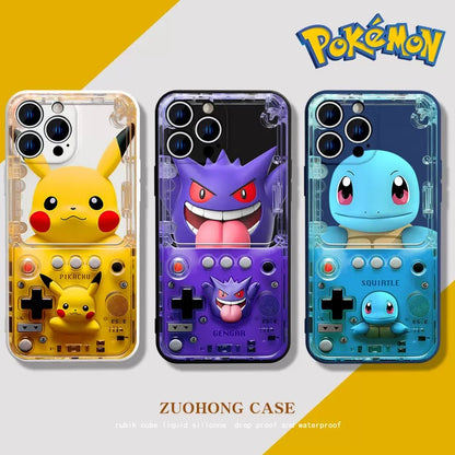 Japan Cartoon Pokemon Fun 3D Game Console Version Colour Case | Pikachu Bulbasaur Squirtle Charmander Psyduck Jigglypuff Eevee Gengar -  iPhone Case PLUS SE2 XS XR X 11 12 13 14 15 16 16e 17 17e Pro Promax 12mini 13mini