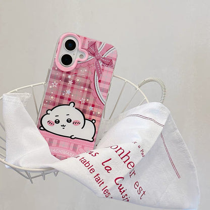 Japanese Cartoon ChiiKawa Go Round Laser Case | Merry Go Round with Chiikawa Hachiware Usagi - iPhone Case Plus SE2 11 12 13 14 15 16 16e 17 17e Pro Promax 12mini 13mini (副本)