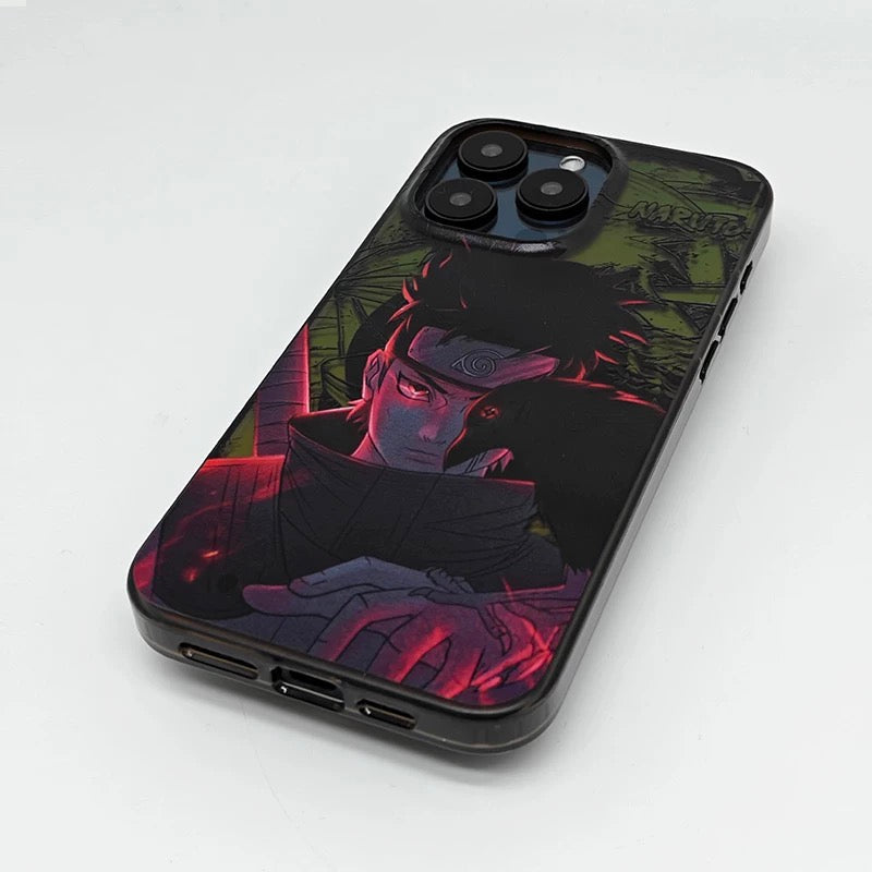 Japanese Anime Naruto Ninja | Laser Itachi with Crow - iPhone Case 7 8 PLUS XS XR X 11 12 13 14 15 16 Pro Promax SE3 SE2 KawaiiGiftLand