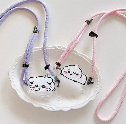 Japanese Cartoon Phone Back Clip with Phone Lanyard | Chiikawa Pink & Mint Green - for All Smart Phones (副本)