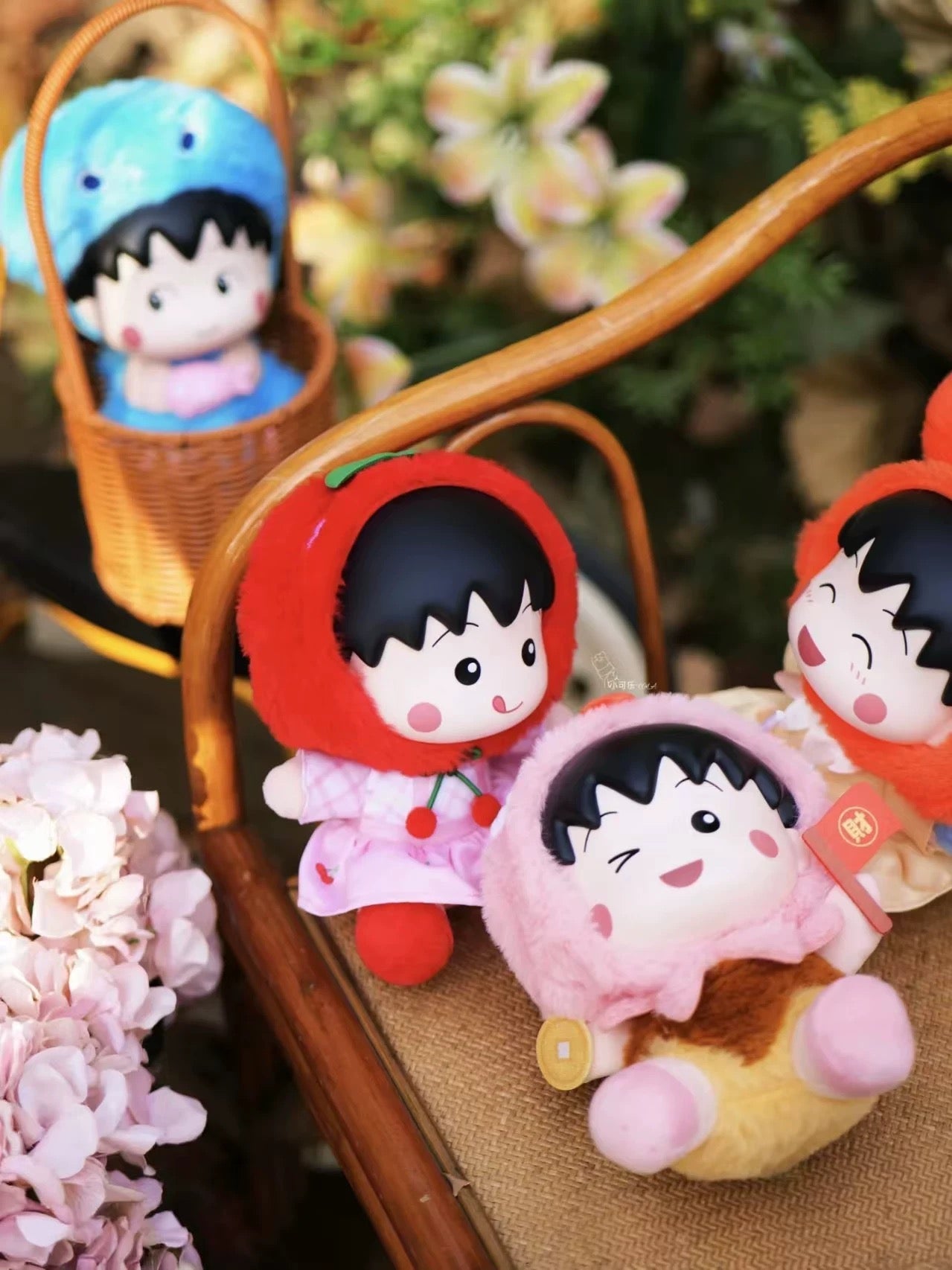 Chibi Maruko Chan Spring Lovely Day Part 1 Series Vinyl Plush Doll | Cherry Crab Cuttlefish Octopus Rabbit - Vinyl Face Plush Doll Figure Keychain Collectable Toys Mystery Blind Box KawaiiGiftLand