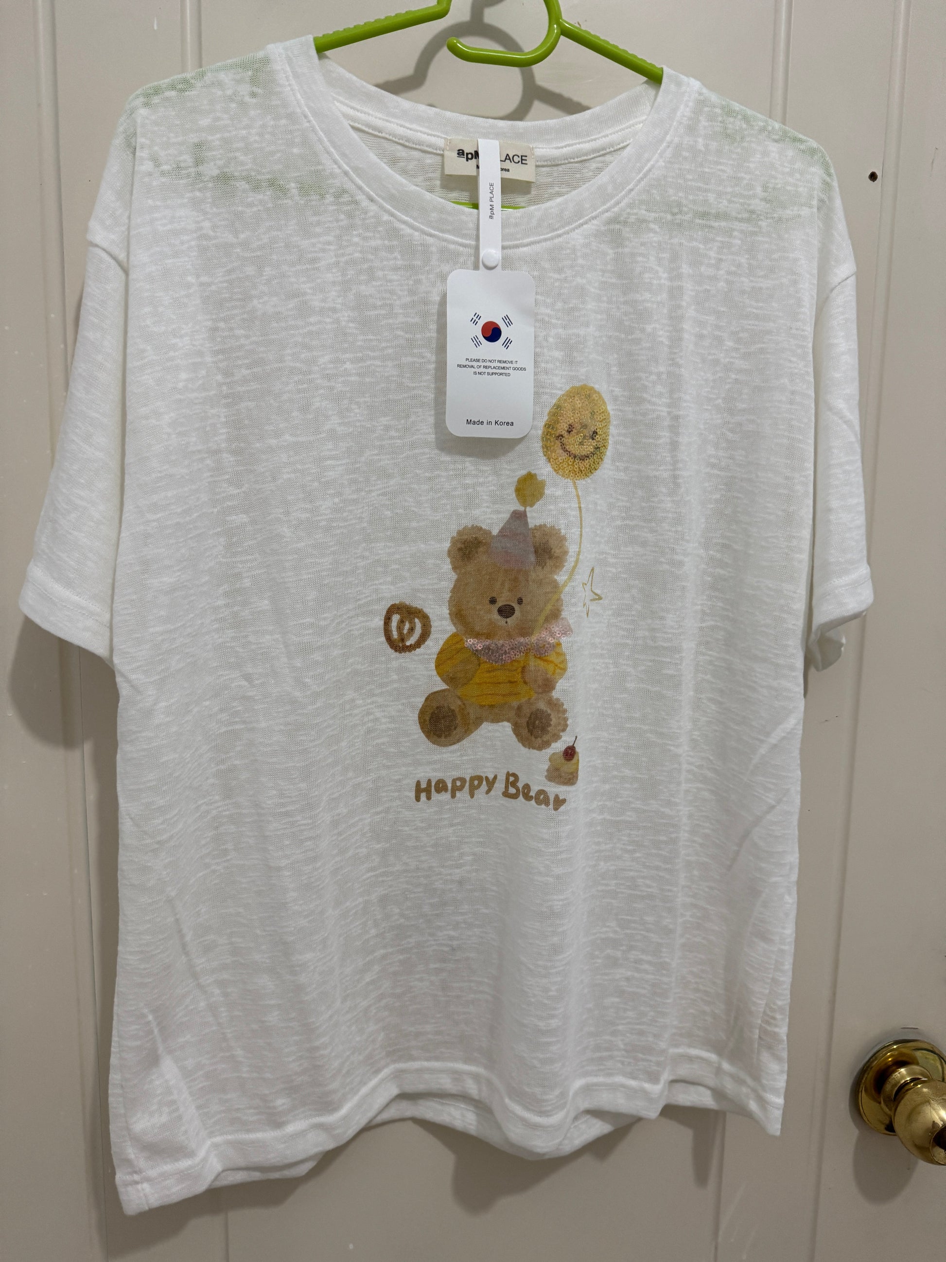 Korean Fashion Cute Animals Style T-Shirt Series | Bling Bling Teddy Bear with Balloon - Kawaii Fashion Items