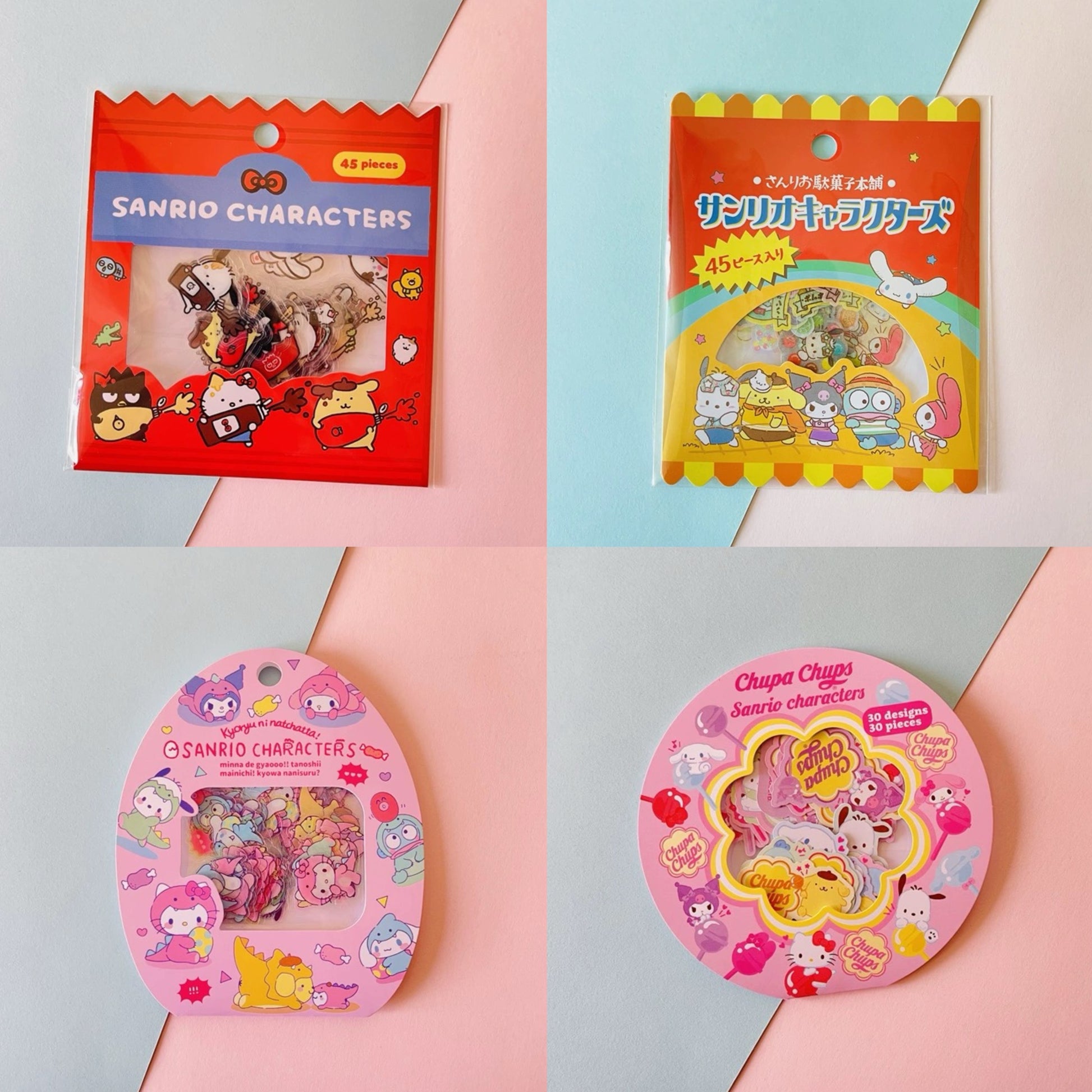Japan Sanrio Yummy Food Stickers Set | Snacks Packing Dinosaur Lolipop - Set of 45pcs 30pcs