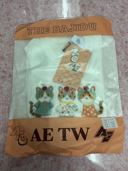 Korean Fashion Cute Animals Style T-Shirt Series | Embroidery 3 Little Cat - Kawaii Fashion Items