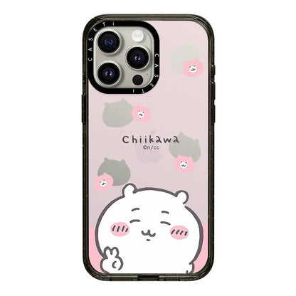 Japanese Cartoon ChiiKawa Transparent Black Frame & Mirror Phone Case | Yeah Selfie and Love Stawberry - iPhone Case 12 13 14 15 16 17 Pro Promax