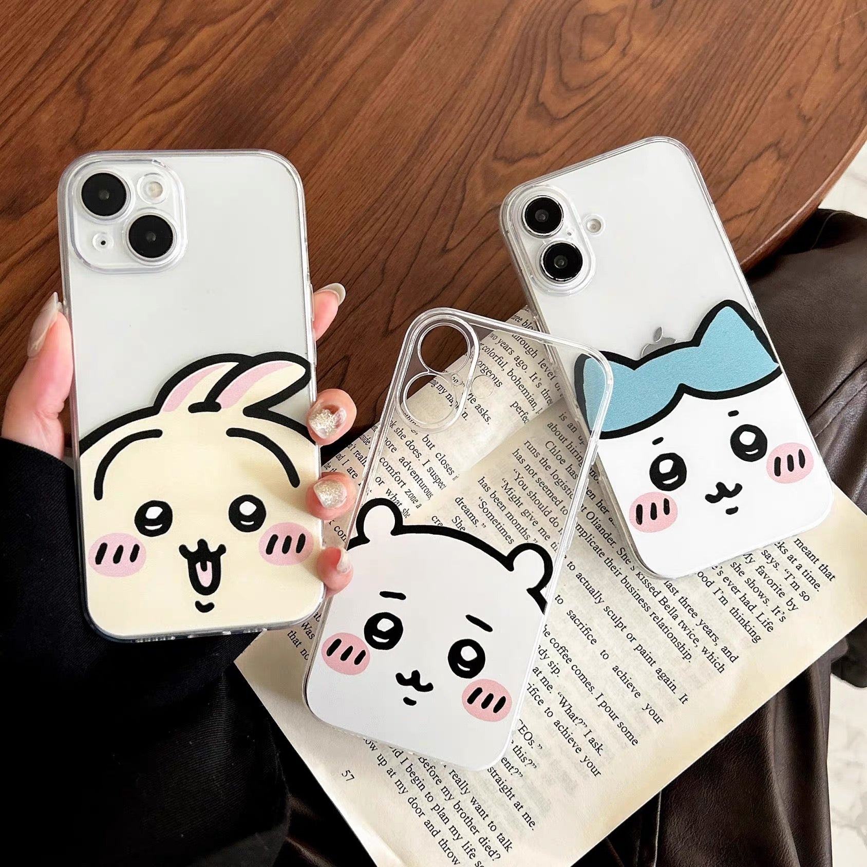 Japanese Cartoon Chiikawa | ChiiKawa Hachiware Usagi Happy Soft Clear Case - iPhone Case 11 12 13 14 15 16 17 ProMax Pro Plus