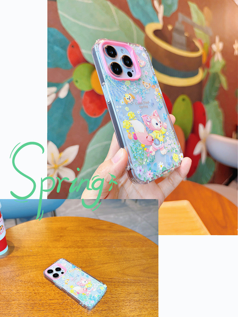 Cartoon Design Cute Teddy Bear LinaBell Sping Garden - iPhone Case 13 14 15 Pro Promax