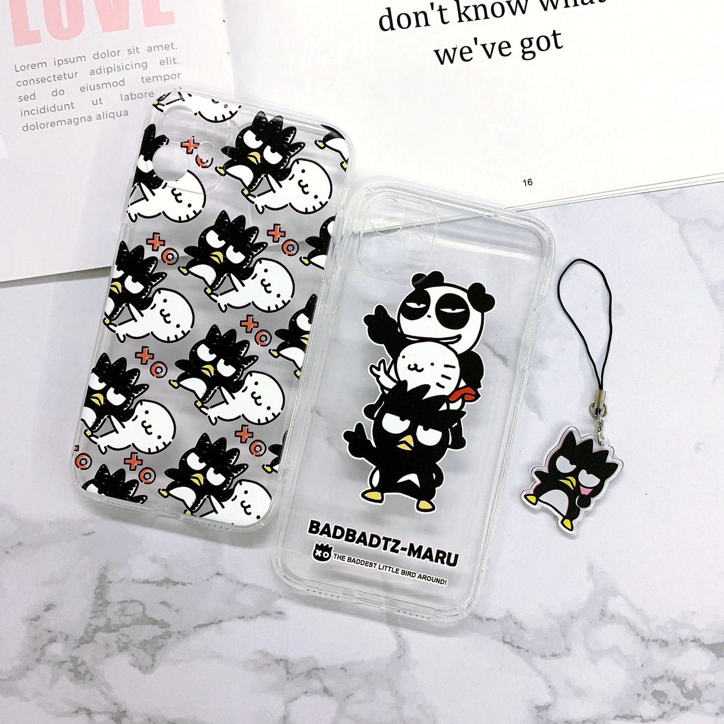 Japanese Cartoon iPhone Case with Strap | Bad Badtz Maru with friends yeah Full Screen - iPhone CasePhone Case  7 8 PLUS SE2 XS XR X 11 12 13 14 15 16 Pro Promax 12mini 13mini