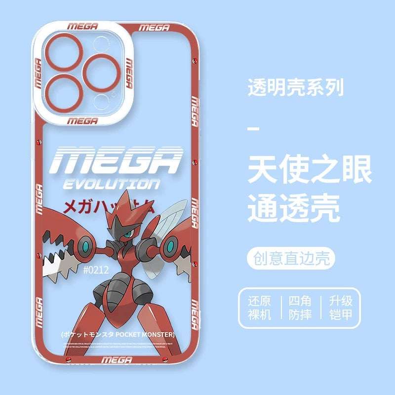 Japan Cartoon Pokemon Mega Evolution | Scizor - iPhone Case 6 7 8 PLUS SE2 XS XR X 11 12 13 14 15 16 16e Pro Promax 12mini 13mini
