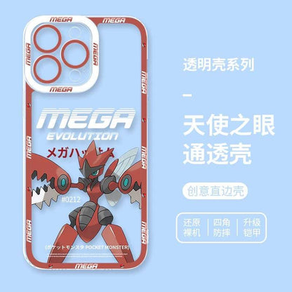 Japan Cartoon Pokemon Mega Evolution | Scizor - iPhone Case 6 7 8 PLUS SE2 XS XR X 11 12 13 14 15 16 16e Pro Promax 12mini 13mini