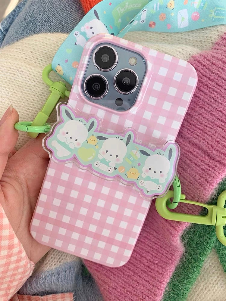 Japanese Cartoon Phone Back Clip with Phone Lanyard  | Pochacco Bear Cinnamoroll - for All Smart Phones
