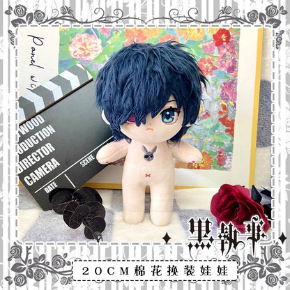 Japanese Anime Black Butler Kuro Shitsuji Cotton Plush Doll | Ciel Sebastian Cute Kawaii 20cm Doll Can Change Outfits - Cute Kawaii Item