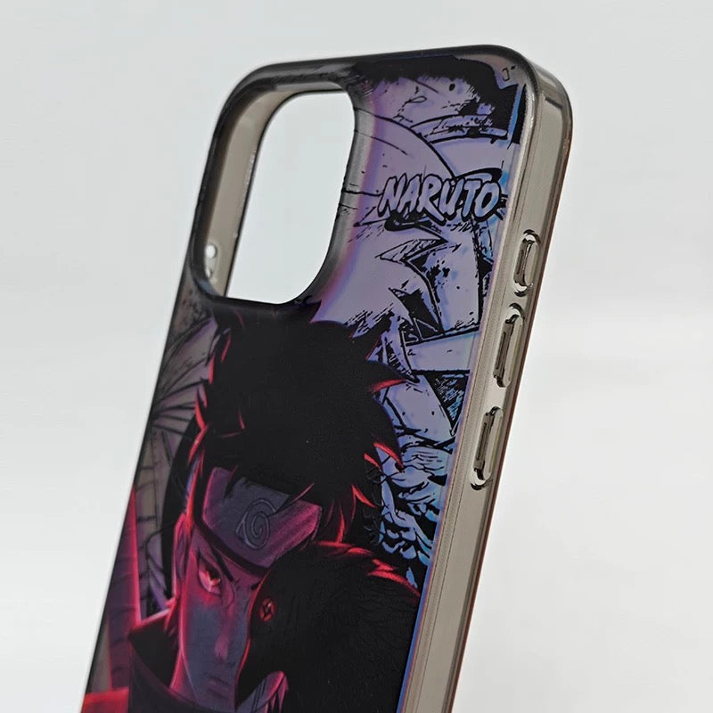 Japanese Anime Naruto Ninja | Laser Itachi with Crow - iPhone Case 7 8 PLUS XS XR X 11 12 13 14 15 16 Pro Promax SE3 SE2 KawaiiGiftLand