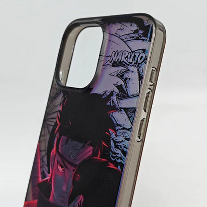 Japanese Anime Naruto Ninja | Laser Itachi with Crow - iPhone Case 7 8 PLUS XS XR X 11 12 13 14 15 16 Pro Promax SE3 SE2 KawaiiGiftLand