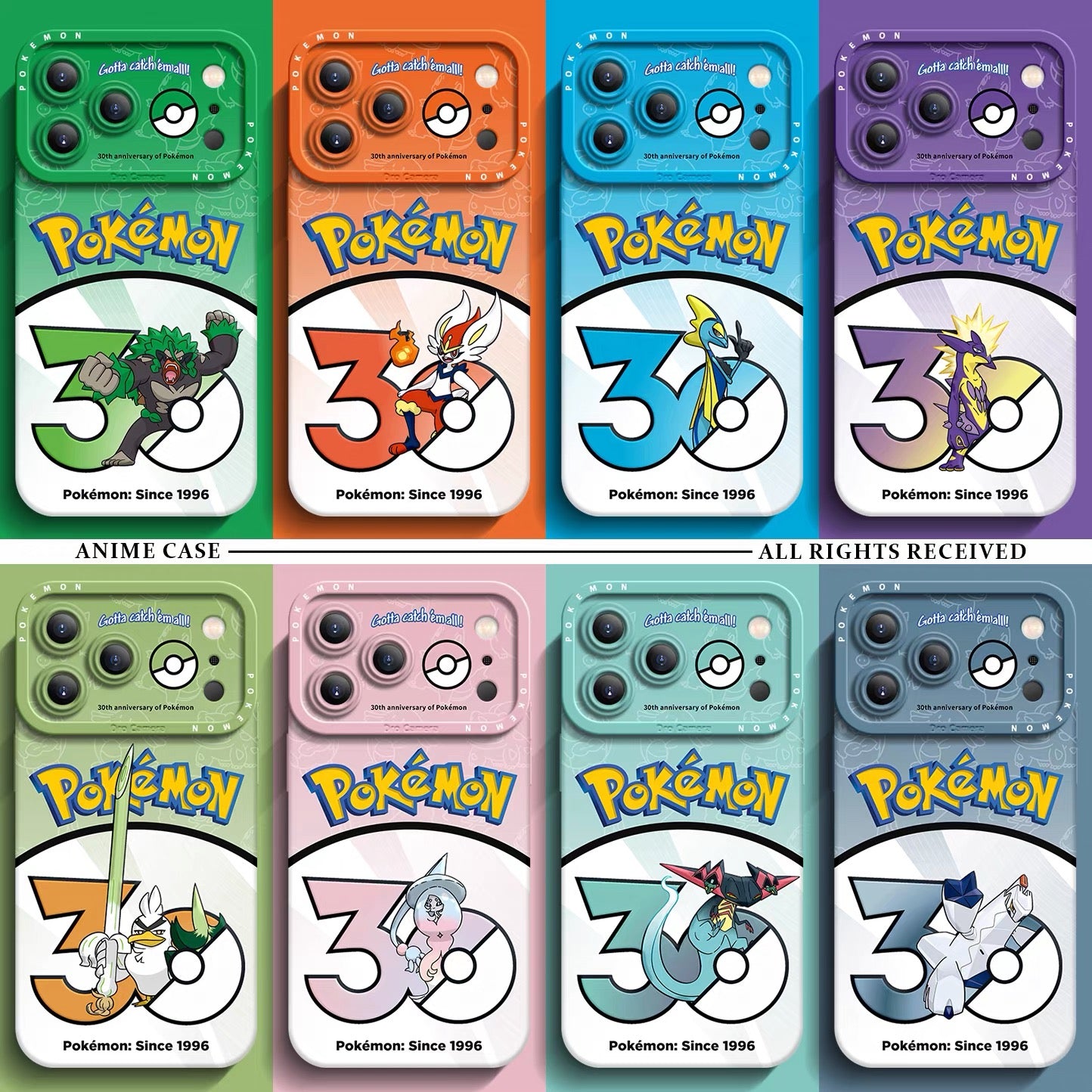 Japanese Cartoon Pokemon Silicone Case Pokemon 30 Anniversary Version Part26 | Rillaboom Cinderace Inteleon Toxtricity Sirfetch'd Hatterene Dragapult Duraludon 8 Styles - iPhone Case PLUS SE2 XS XR X 11 12 13 14 15 16 16e 17 17e Pro Promax 12mini 13mini
