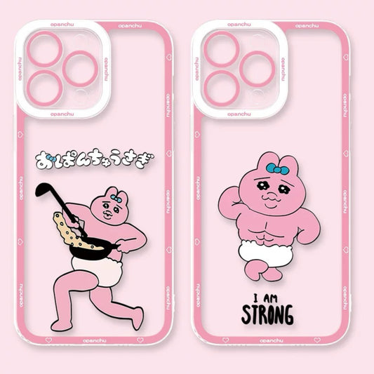 Cute Japanese Character Opanchu Usagi | Cooking I am Strong - iPhone Case PLUS SE2 XS XR X 11 12 13 14 15 16 16e 17 17e Pro Promax 12mini 13mini