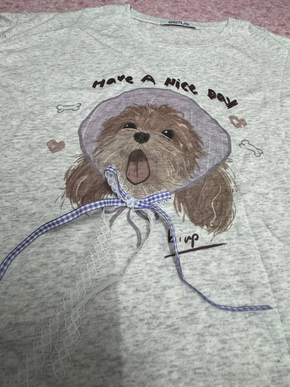 Korean Fashion Cute Animals Style T-Shirt Series | Poodle Have A Nice Day - Kawaii Fashion Items