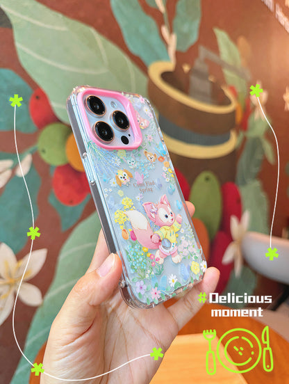 Cartoon Design Cute Teddy Bear LinaBell Sping Garden - iPhone Case 13 14 15 Pro Promax