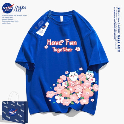 Japanese Cartoon ChiiKawa Casual Style T-Shirt Series | Chiikawa Hachiware Have Fun with Flower 2 - Kawaii Fashion Items