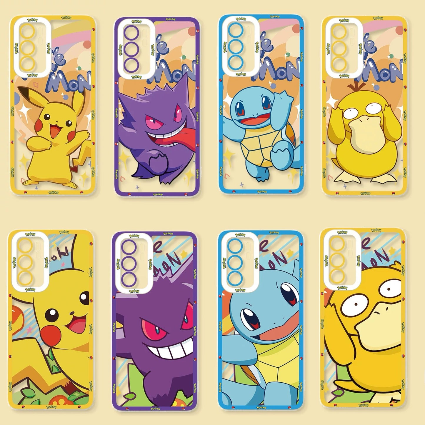 Japan Cartoon Pokemon Happy Party Verison | Pikachu Gengar Squirtle Psyduck - Phone Case Samsung Galaxy S26 S25 S24 S23 S22 S21 FE Ultra Edge