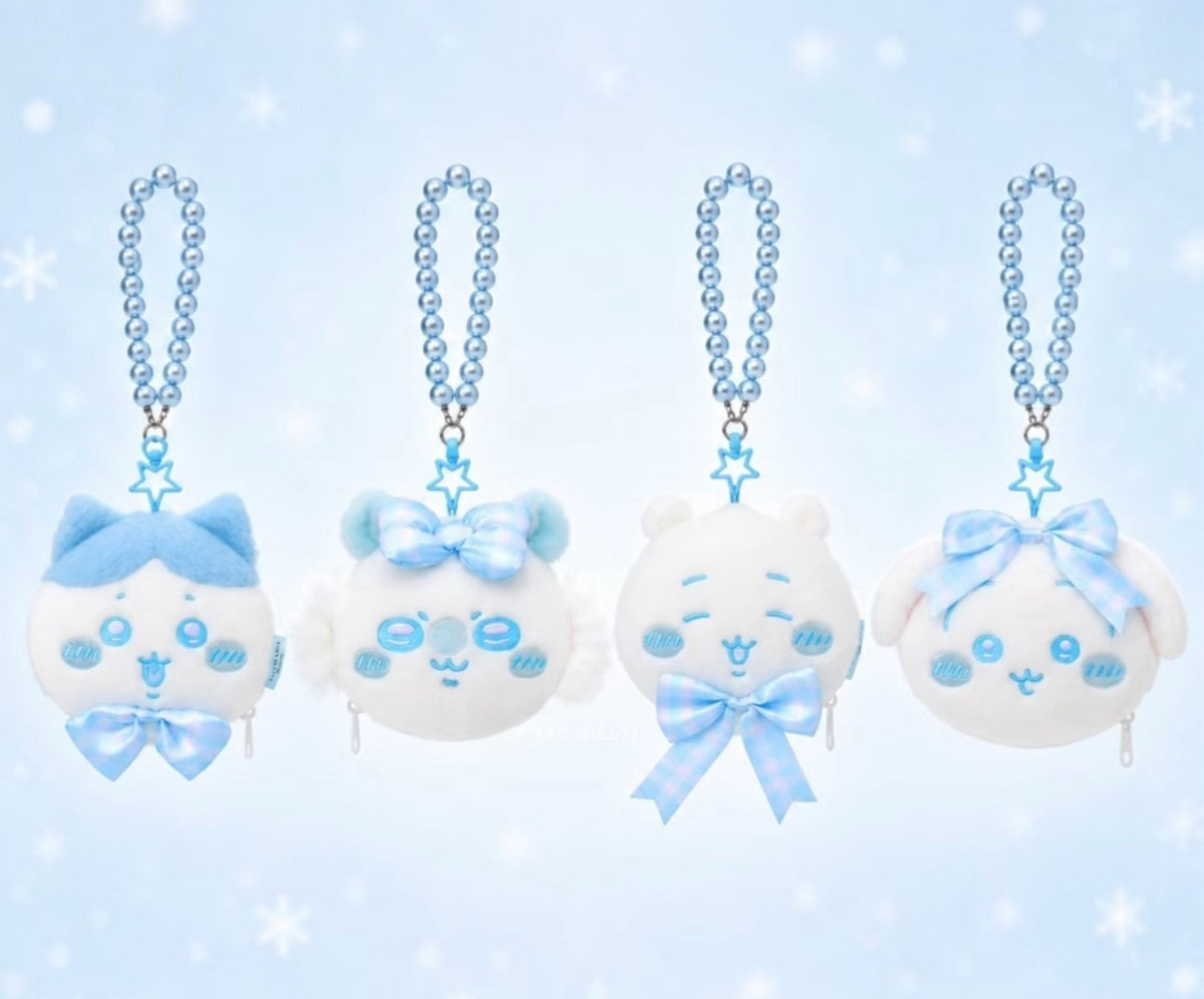 ChiiKawa X Miniso White Christmas Series | ChiiKawa Hachiware Usagi Momonga Cute Icon Plush Doll Small Pouch Keychain - Kawaii Items Room Decoration doll