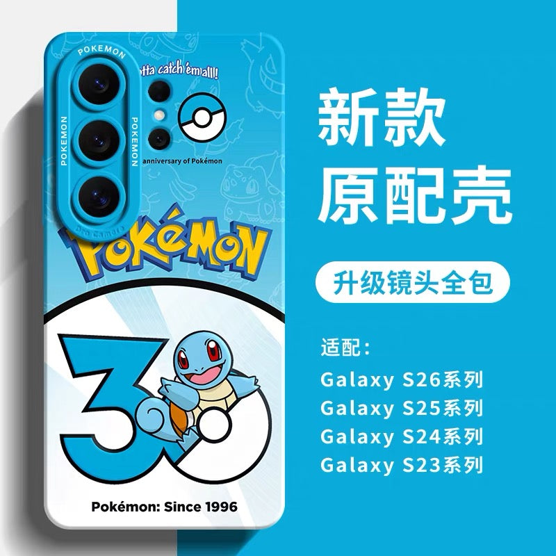 Japanese Cartoon Pokemon Silicone Case Pokemon 30 Anniversary Version Part1 | Bulbasaur Charmander Squirtle Pikachu Psyduck Ditto Slowpoke Gastly 8 Styles - Phone Case Samsung Galaxy S26 S25 S24 S23 FE Ultra Edge