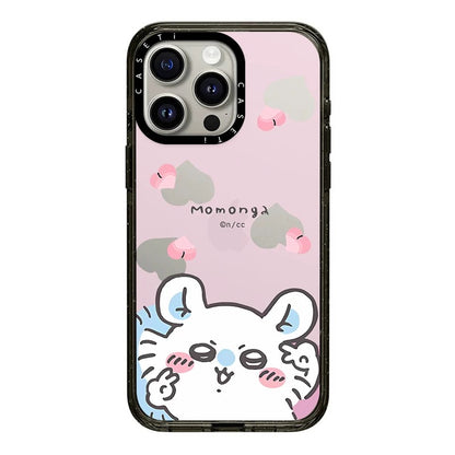 Japanese Cartoon ChiiKawa Transparent Black Frame & Mirror Phone Case | Yeah Selfie and Love Stawberry - iPhone Case 12 13 14 15 16 17 Pro Promax
