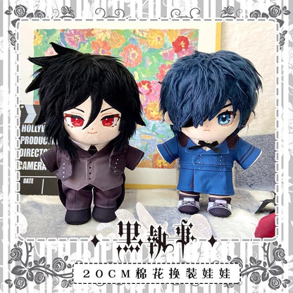 Japanese Anime Black Butler Kuro Shitsuji Cotton Plush Doll | Ciel Sebastian Cute Kawaii 20cm Doll Can Change Outfits - Cute Kawaii Item