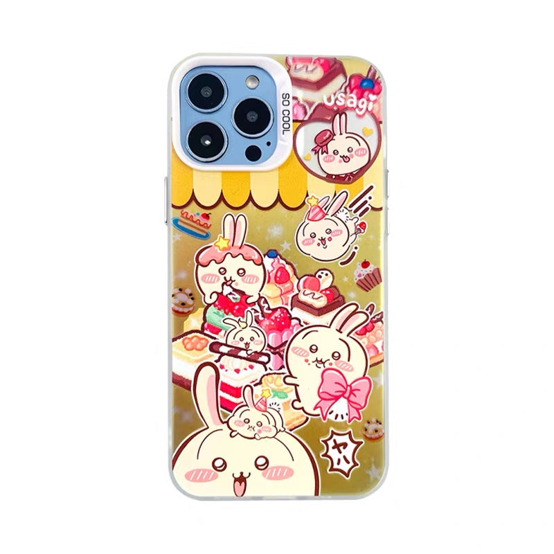 Japanese Cartoon ChiiKawa Happy Day with Sweets Laser Case | ChiiKawa Hachiware Usagi - iPhone Case 11 12 13 14 15 16 16e 17 17e Pro Promax