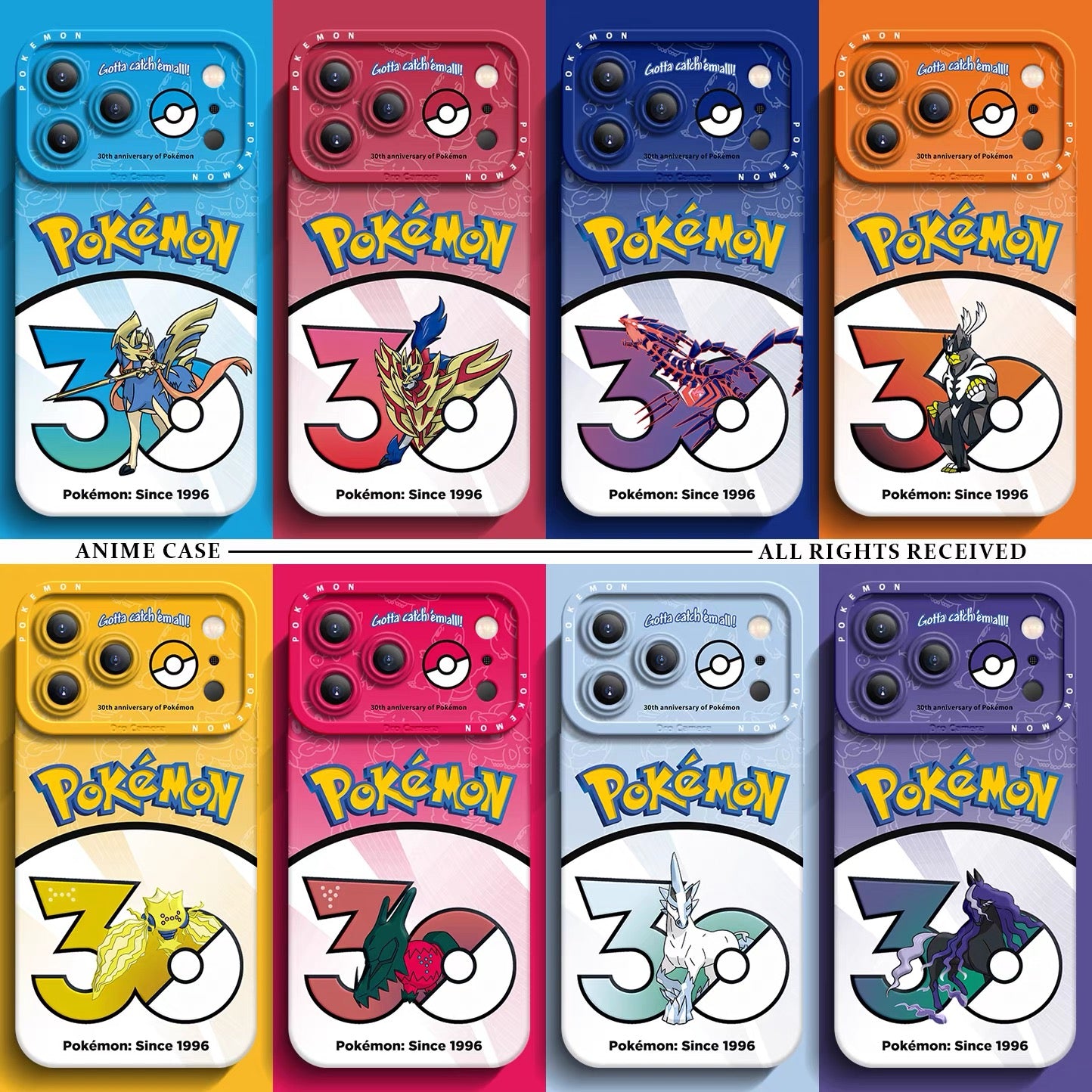 Japanese Cartoon Pokemon Silicone Case Pokemon 30 Anniversary Version Part28 | Zacian Zamazenta Eternatus Urshifu Regieleki Regidrago Glastrier Spectrier 8 Styles - iPhone Case PLUS SE2 XS XR X 11 12 13 14 15 16 16e 17 17e Pro Promax 12mini 13mini
